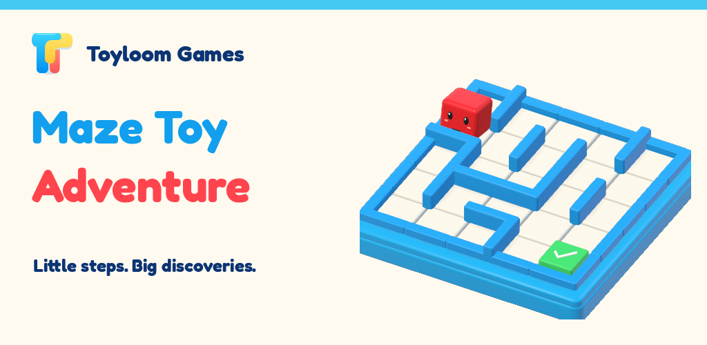 Maze Toy Adventure: a red block in a blue toy maze